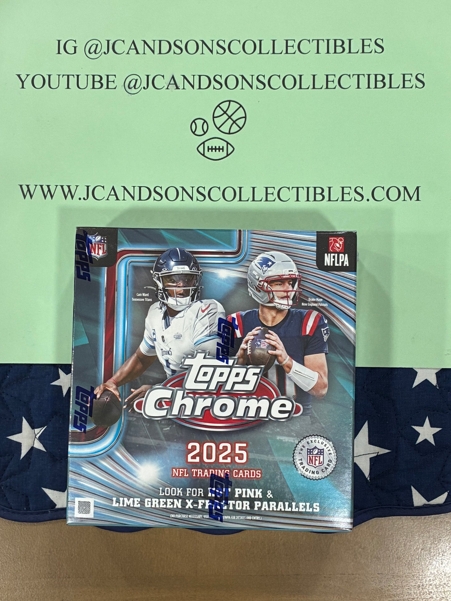 2025 TOPPS CHROME MEGA BOX NFL FOOTBALL (42 Trading Cards) Brand New Sealed