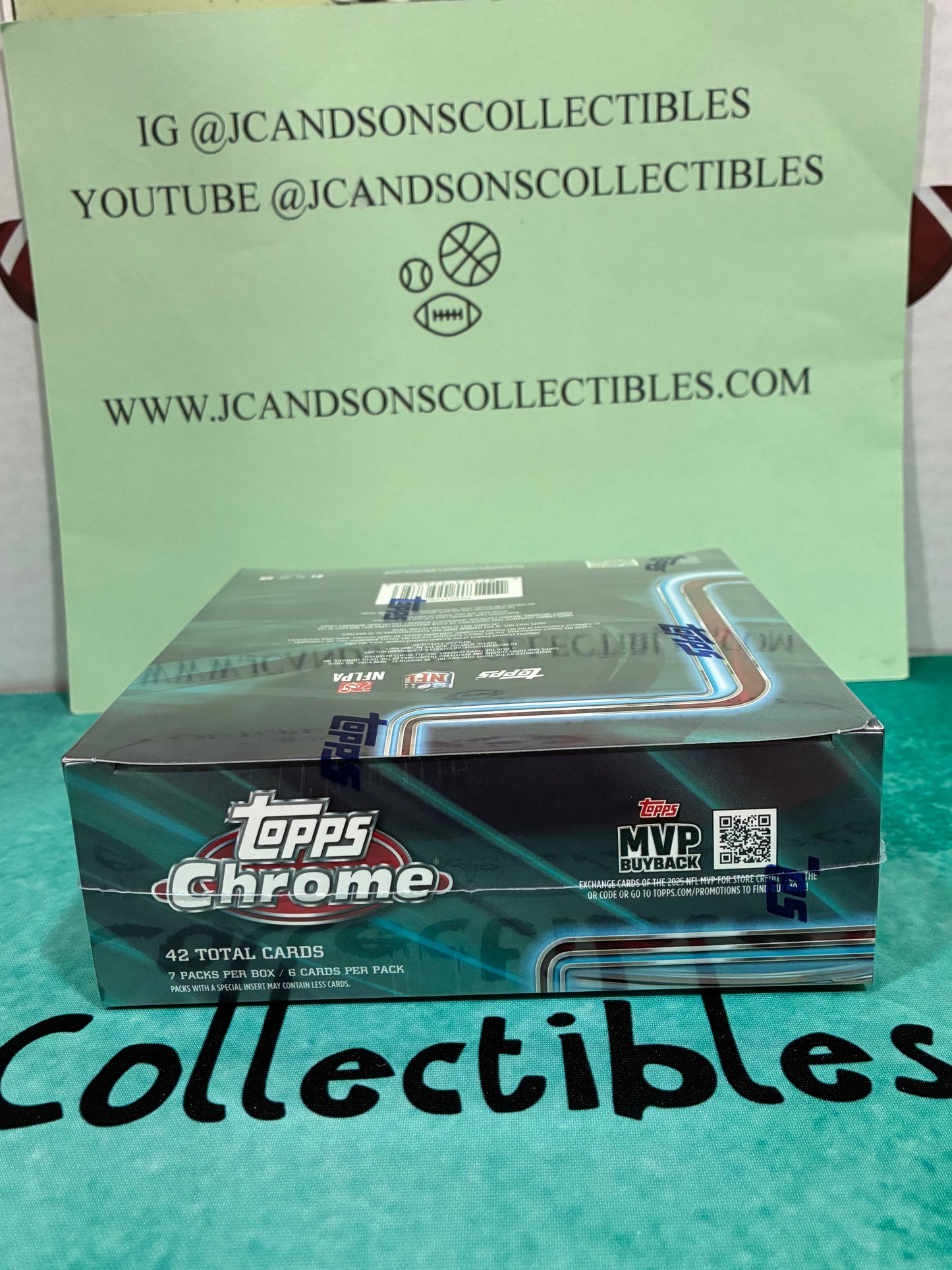 2025 TOPPS CHROME MEGA BOX NFL FOOTBALL (42 Trading Cards) Brand New Sealed