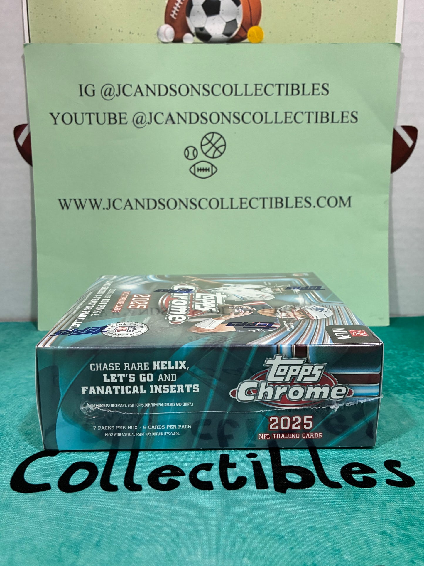 2025 TOPPS CHROME MEGA BOX NFL FOOTBALL (42 Trading Cards) Brand New Sealed