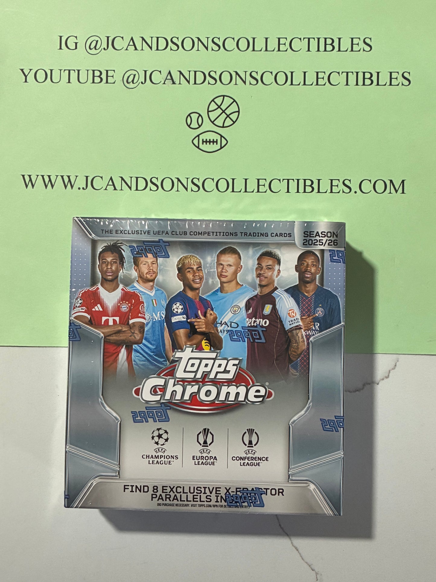 2025-26 Topps Chrome UEFA Club Competitions Soccer Factory Sealed Mega Box
